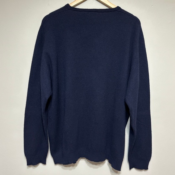 Field Gear 100% Cashmere Sweater Mens XL V-Neck Long Sleeve Classic Navy Blue - Picture 6 of 12